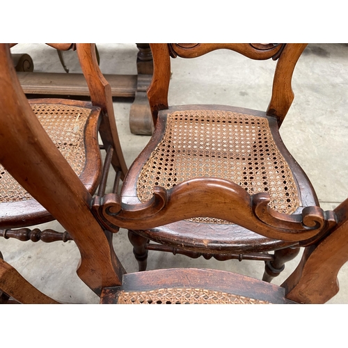 429 - Set of four antique English cottage chairs, in elm and beech, caned seats (4)