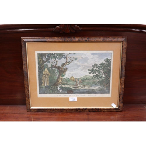 432 - Antique framed engraving, Robert Benard, c1777, Vue De L'isle La Nouvelle Caledonie, approx 22cm x 3... 