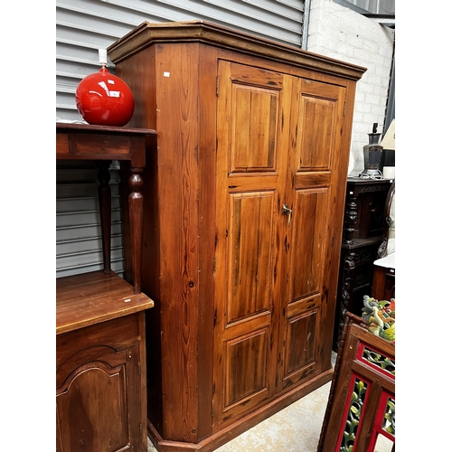 441 - Antique pine two door armoire, approx  211 cm H 146 cm W 62 cm D