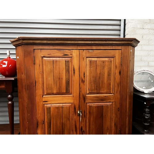 441 - Antique pine two door armoire, approx  211 cm H 146 cm W 62 cm D