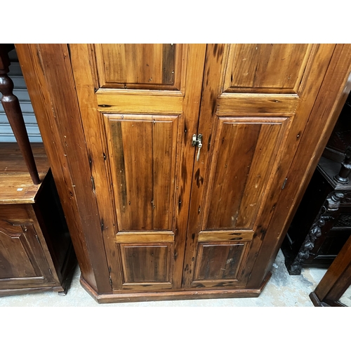 441 - Antique pine two door armoire, approx  211 cm H 146 cm W 62 cm D