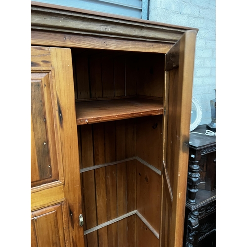 441 - Antique pine two door armoire, approx  211 cm H 146 cm W 62 cm D