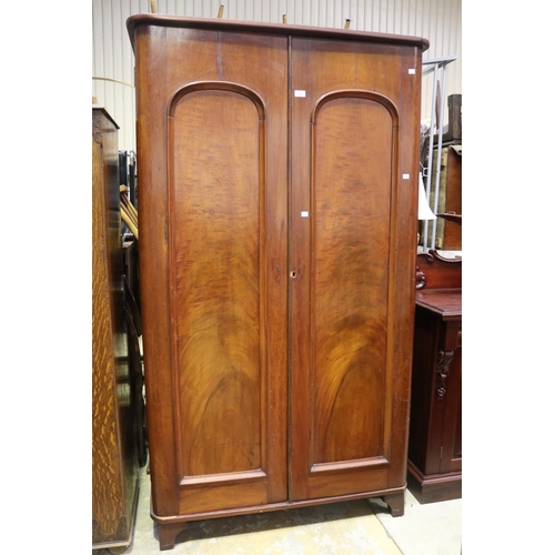 445 - Antique Australian cedar two door robe, arched panelled doors, approx 194cm H x 108cm W x 53cm D