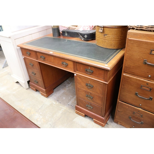 454 - An Australian cedar partners desk, approx 86cm H x 145cm W x 87cm D