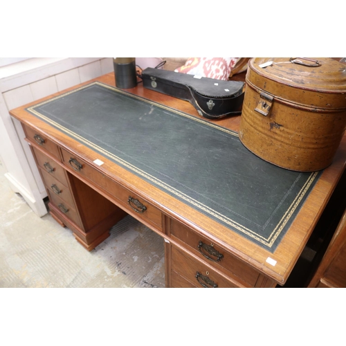 454 - An Australian cedar partners desk, approx 86cm H x 145cm W x 87cm D