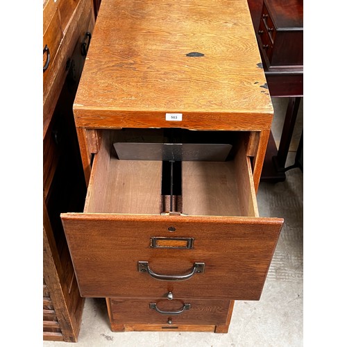 456 - Vintage three drawer oak filing cabinet, approx 113cm H x 47cm W x 66cm D