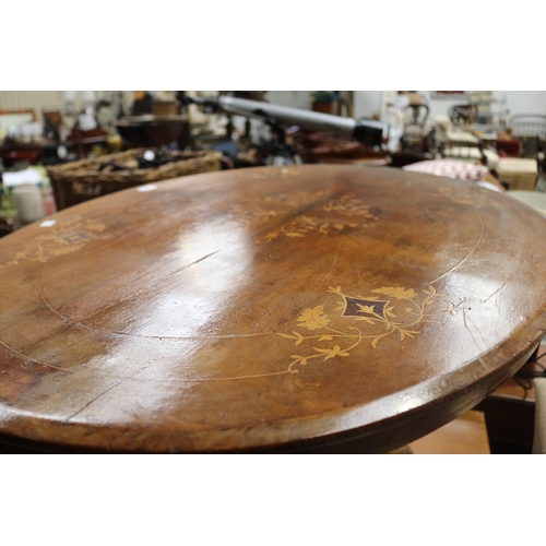 458 - Antique Victorian oval inlaid occasional table, approx 69cm H x 103cm W x 74cm D