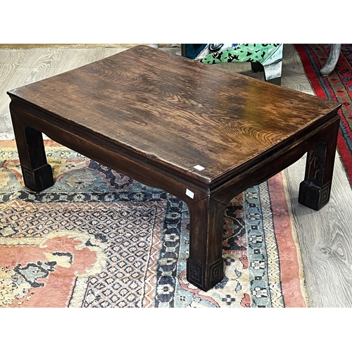 471 - Vintage Chinese Ming style rectangular low table, approx 35cm H x  81.5 cm W x 58 cm D