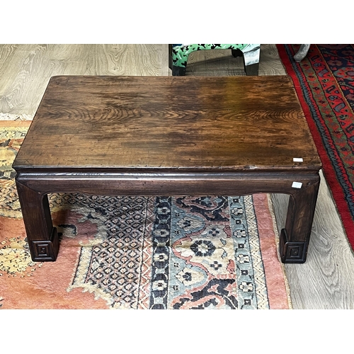 471 - Vintage Chinese Ming style rectangular low table, approx 35cm H x  81.5 cm W x 58 cm D