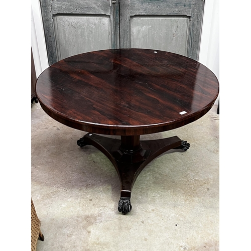 474 - Antique early Victorian rosewood Circular table, approx 72cm H x 121cm Dia