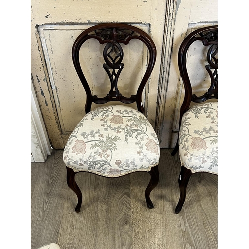 483 - Set of four quality antique rosewood pierced balloon back chairs (4)