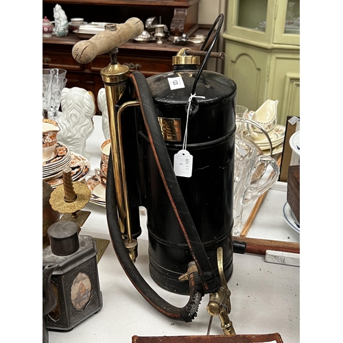 521 - Antique Pump sprayer, by Friedr Springer Wien No 27986, with polished brass mounts  approx 48 cm H, ... 