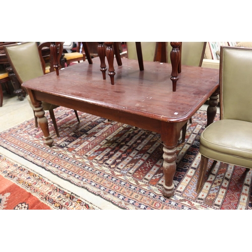 524 - Antique Australian cedar turned leg kitchen table, approx 70cm H x 150cm W x 115cm D