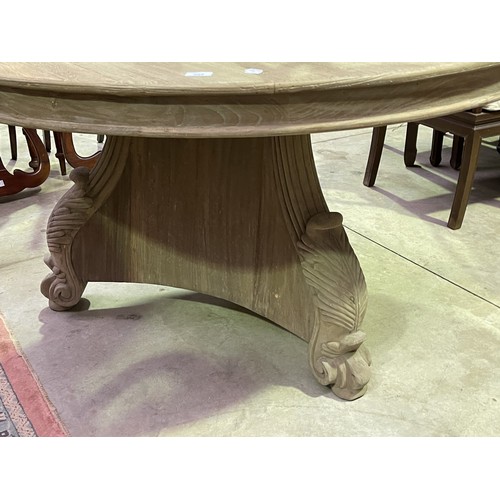 562 - New circular Empire style dining table, approx 136 cm Dia 78 cm H