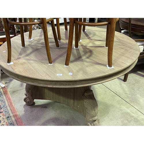 562 - New circular Empire style dining table, approx 136 cm Dia 78 cm H