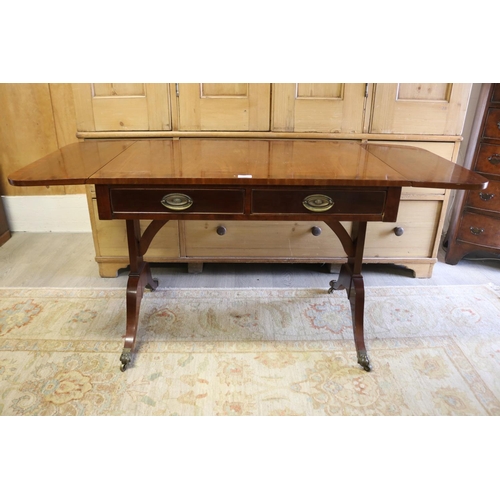 588 - Antique English mahogany drop side sofa table, approx 94 cm wide x 61 cm depth x 71 cm high