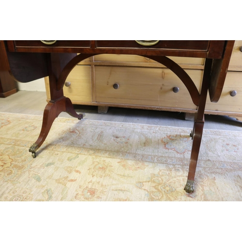 588 - Antique English mahogany drop side sofa table, approx 94 cm wide x 61 cm depth x 71 cm high