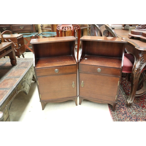 604 - Pair of pedestal single drawer bedside cabinets, approx 77cm H x 46cm W x 28cm D (2)