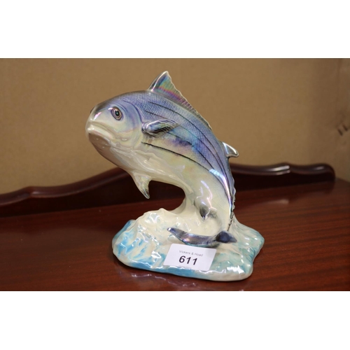 611 - Wembley ware lustre trout , approx 15 cm high