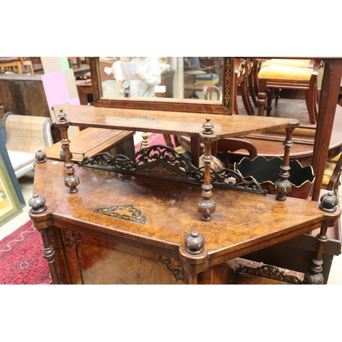 614 - Antique Victorian burr walnut mirrored back parlour cabinet, approx 170cm H x 135cm W x 43cm D