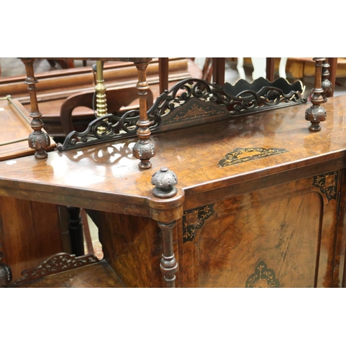 614 - Antique Victorian burr walnut mirrored back parlour cabinet, approx 170cm H x 135cm W x 43cm D