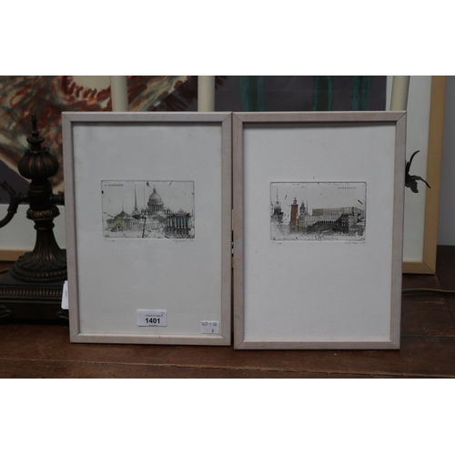632 - Alexander Befelein (1952-) Germany- two etchings, Image size approx 7cm x 12cm , frame 31cm x 21cm  ... 