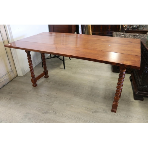 651 - Diamond Creek furniture, fold over console/ dining table, standing barley twist leg. approx 150 cm l... 