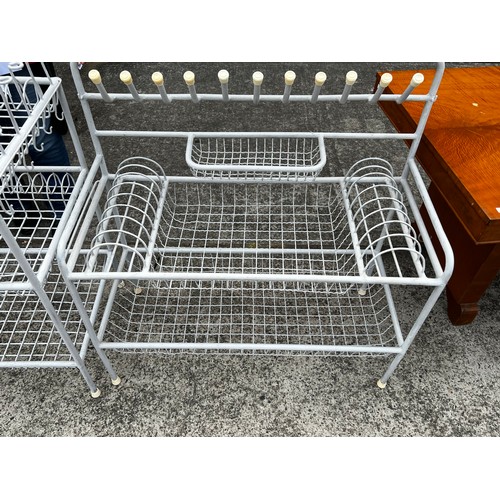 659 - Vintage industrial style kitchen plate and cutlery drying rack. approx 77 cm H, 45 cm W, 23 cm D Rec... 