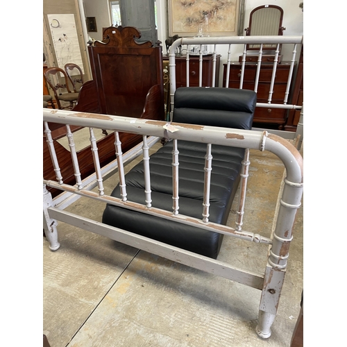 672 - Faux bamboo painted double bed. Distressed grey painted finish  approx 124 cm H 200 cm L 140 cm W