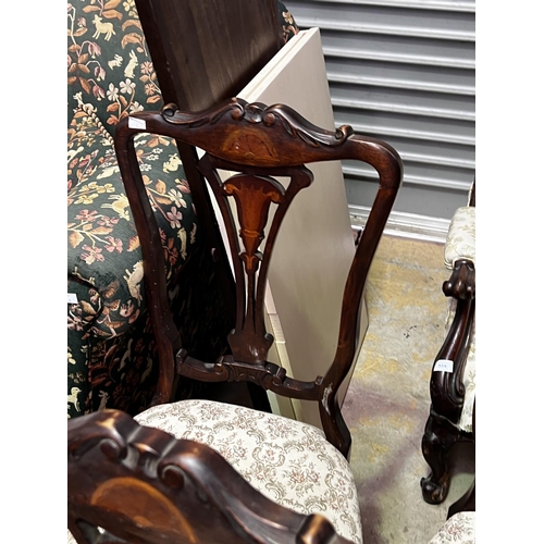 677 - Set of four late Victorian inlaid parlour chairs (4)