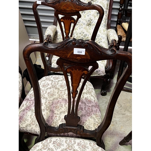 677 - Set of four late Victorian inlaid parlour chairs (4)