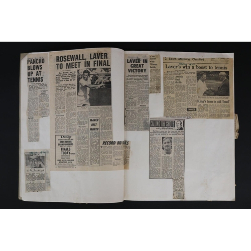 1078 - Book- Press Clippings - U.S Open etc, approx 50cm x 38cm. Provenance: Ken Rosewall Collection