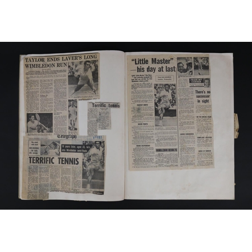 1078 - Book- Press Clippings - U.S Open etc, approx 50cm x 38cm. Provenance: Ken Rosewall Collection