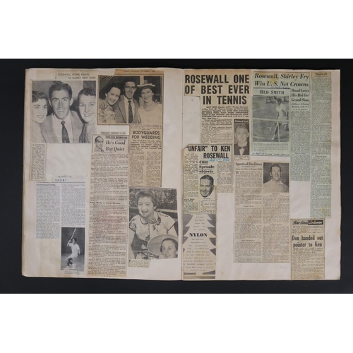 1080 - Book - Press clippings - 1955 Tennis, 1956 Tennis and Wedding, 1957 January and Pro Turnings, approx... 