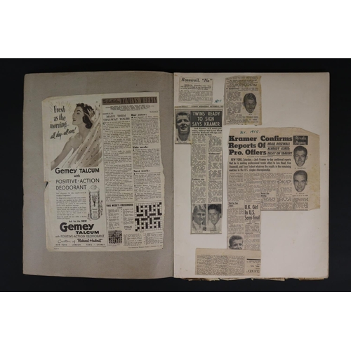 1090 - Press clippings - 1955, 1956 and 1957 Pro, approx 50cm x 38cm. Provenance: Ken Rosewall Collection