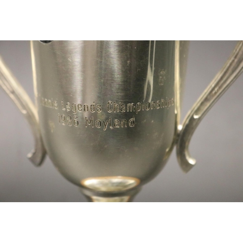 1147 - Tennis trophy. Inscribed, amro Handelsbank AG, 35 Tennis Legends Championships 1986 Moyland. Approx ... 