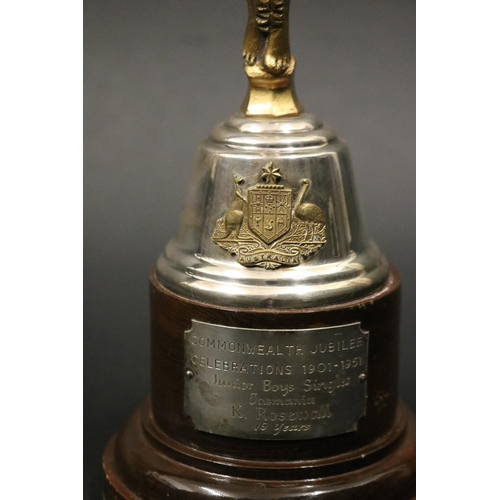 1148 - 1951 Commonwealth Jubilee Celebrations trophy, with golden angel over Australian Coat-of-Arms, inscr... 