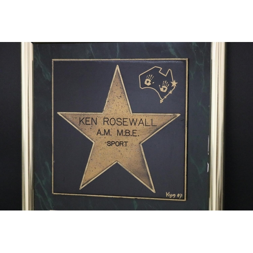 1316 - Framed award, THE AUSTRALIAN WALK OF FAME INDUCTEE COMMITTEE PROUDLY PRESENTED TO Ken Rosewall A.M. ... 