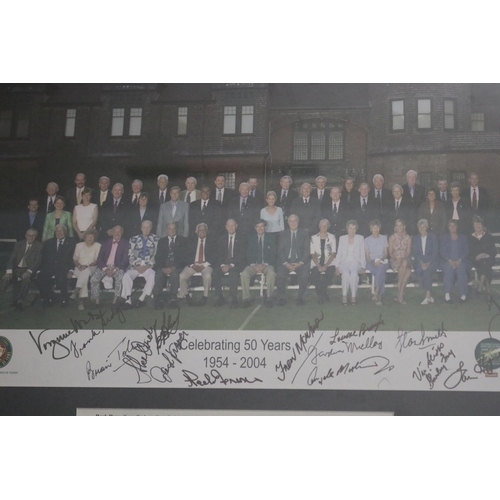 1342 - International Tennis Hall of Fame, Celebrating 50 Years 1954-2004. Signatures & photo to include Ton... 