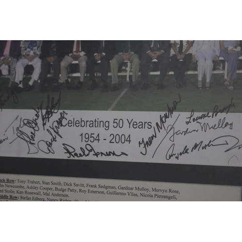 1342 - International Tennis Hall of Fame, Celebrating 50 Years 1954-2004. Signatures & photo to include Ton... 