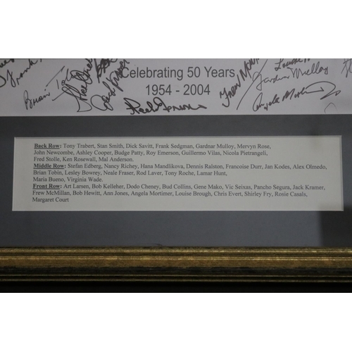 1342 - International Tennis Hall of Fame, Celebrating 50 Years 1954-2004. Signatures & photo to include Ton... 