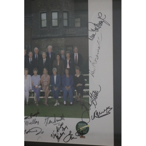 1342 - International Tennis Hall of Fame, Celebrating 50 Years 1954-2004. Signatures & photo to include Ton... 