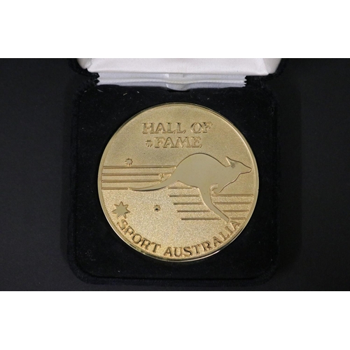 1345 - Hall of Fame Sport Australia cased medal, inscribed verso KENNETH R. ROSEWALL 1951 - 1975. Approx 7c... 