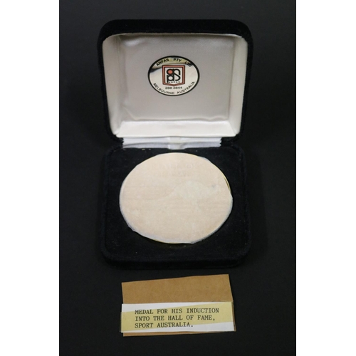 1345 - Hall of Fame Sport Australia cased medal, inscribed verso KENNETH R. ROSEWALL 1951 - 1975. Approx 7c... 