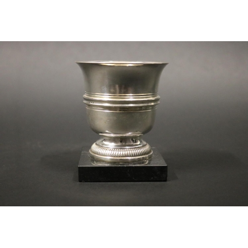 1130 - Tennis trophy. Inscribed, CHAMPIONNATS OPEN DE PARIS 9-15 NOVEMBRE 1970. Approx 9cm H x 8cm Dia. Pro... 