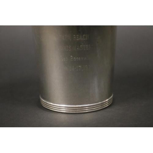 1229 - Tennis trophy cup. Inscribed PALM BEACH TENNIS MASTER Ken Rosewall March 14-17, 1974. Presented By V... 