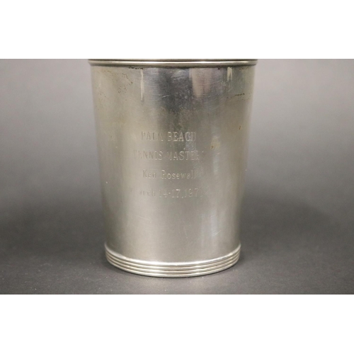 1229 - Tennis trophy cup. Inscribed PALM BEACH TENNIS MASTER Ken Rosewall March 14-17, 1974. Presented By V... 