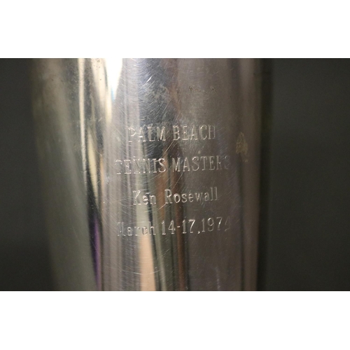 1229 - Tennis trophy cup. Inscribed PALM BEACH TENNIS MASTER Ken Rosewall March 14-17, 1974. Presented By V... 