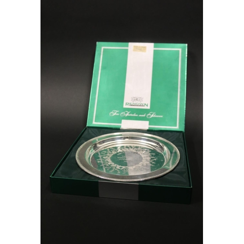 1312 - Tennis trophy tray, inscribed AUSTRALIAN OPEN LEGENDS MIXED DOUBLES RUNNER UP 2000. Approx 22cm Dia.... 