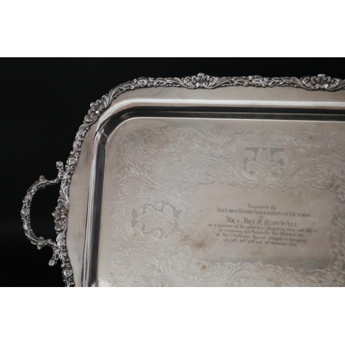 1163 - Special award tray, inscribed Presented by THE LAWN TENNIS ASSOCIATION OF VICTORIA to MR & Mrs R.ROS... 